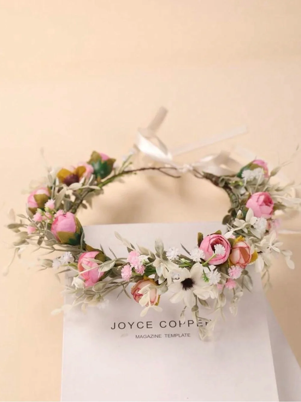 Pink Floral Crown Headband